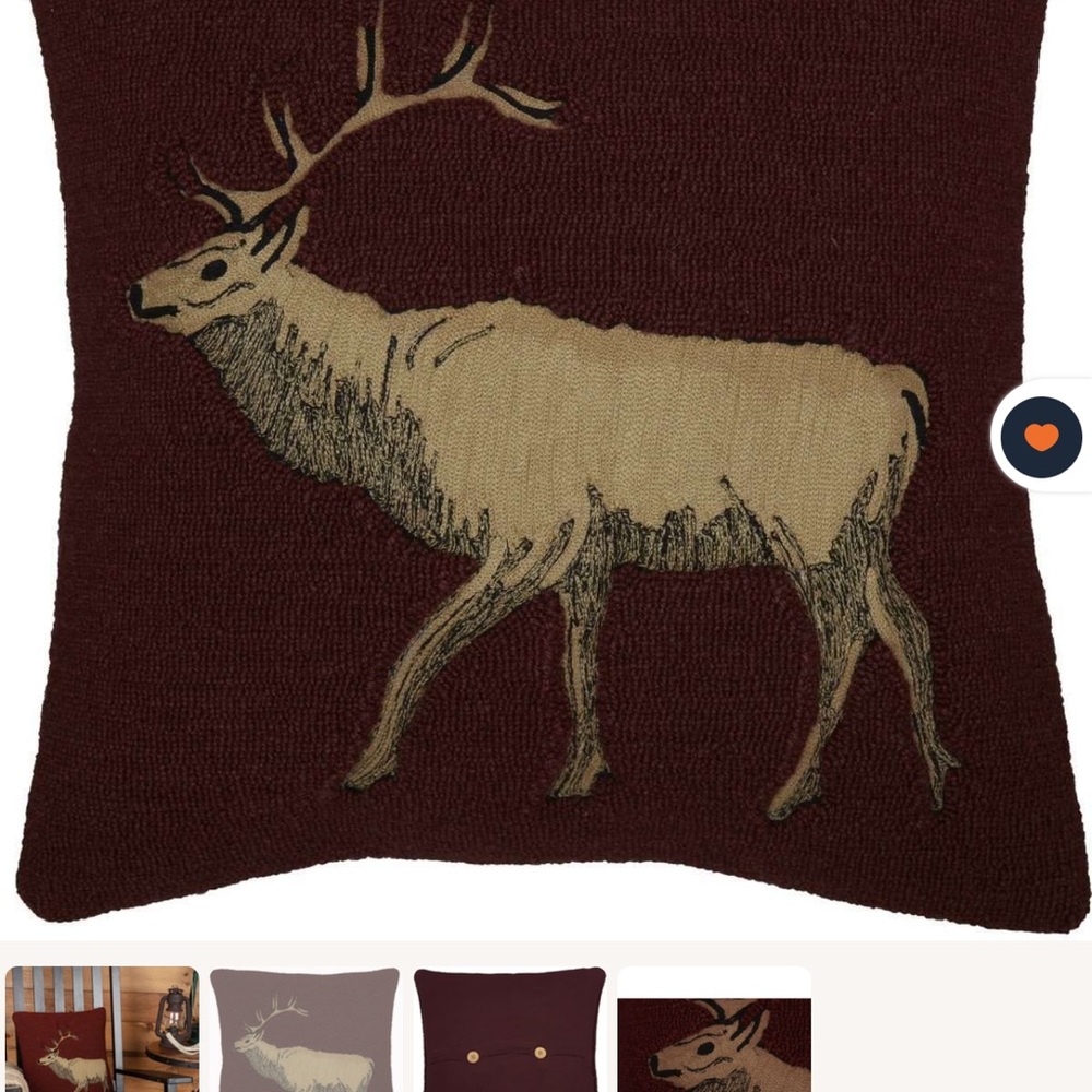 Elegant Stag Holiday Pillow - Burgundy and Tan